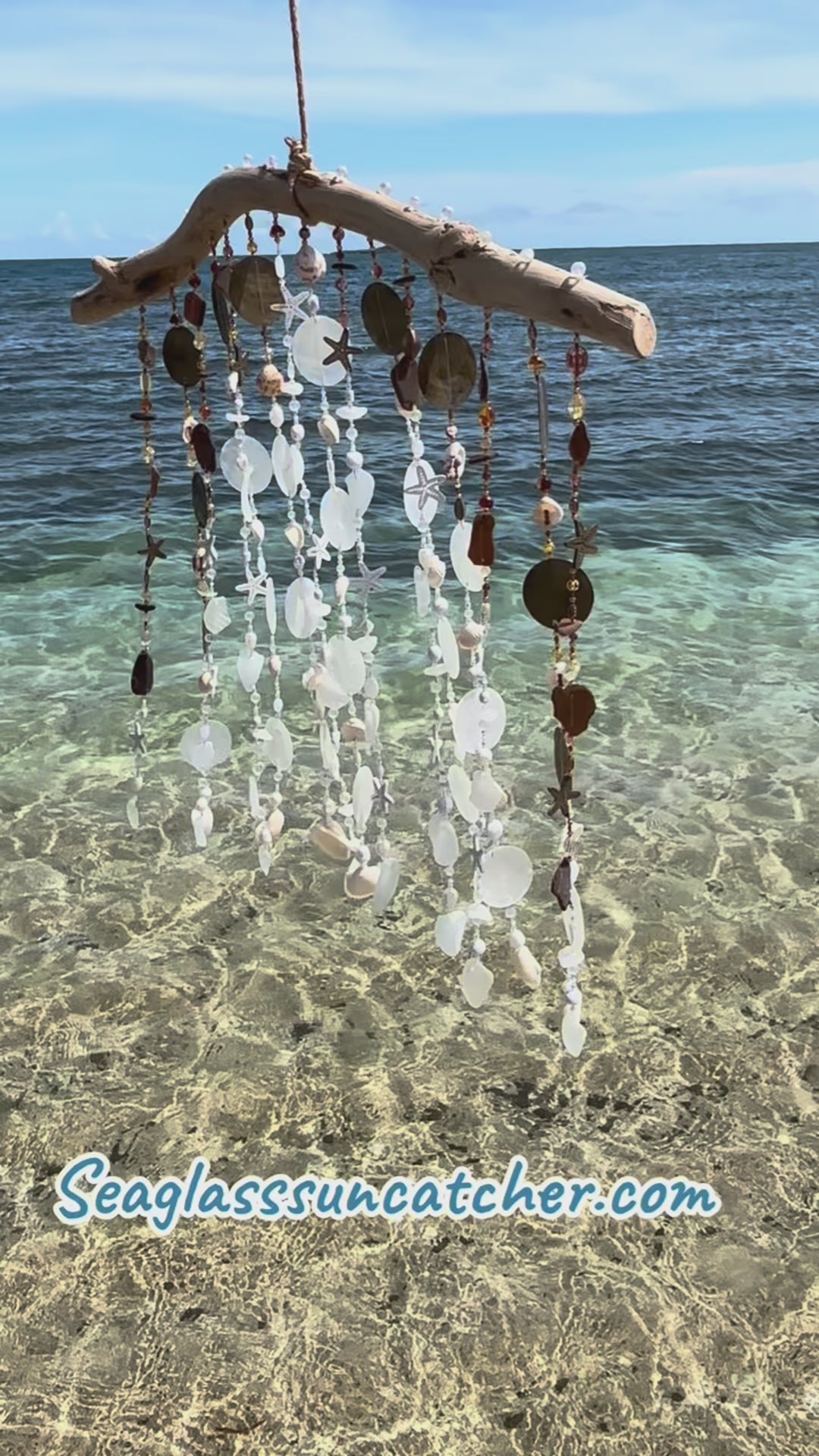 Video of Sea glass, shell wind chime
