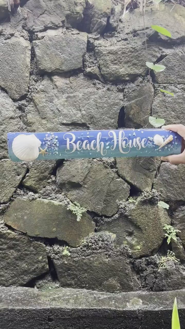 Driftwood Bamboo beach house sign - Beach House Decor, Custom Driftwood Signs