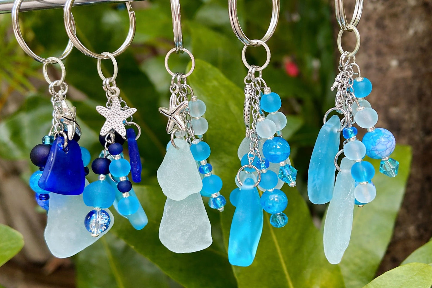 Handmade Sea Glass Keyring – Artisan Beach Charm