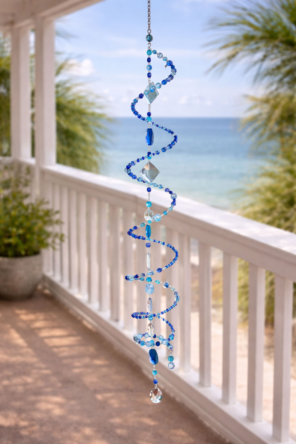 Spiral Beaded Wind Spinner & Sun Catcher - Garden or Patio Decor