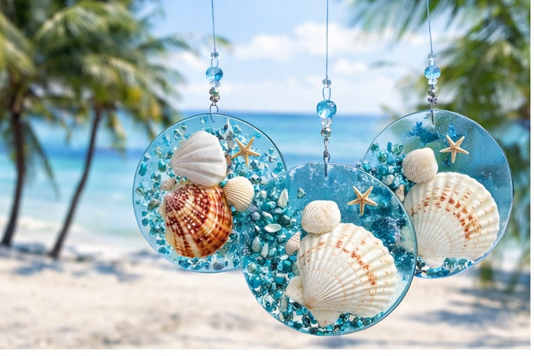 Ocean Inspired Sea Glass Suncatcher – Handmade Beach Art