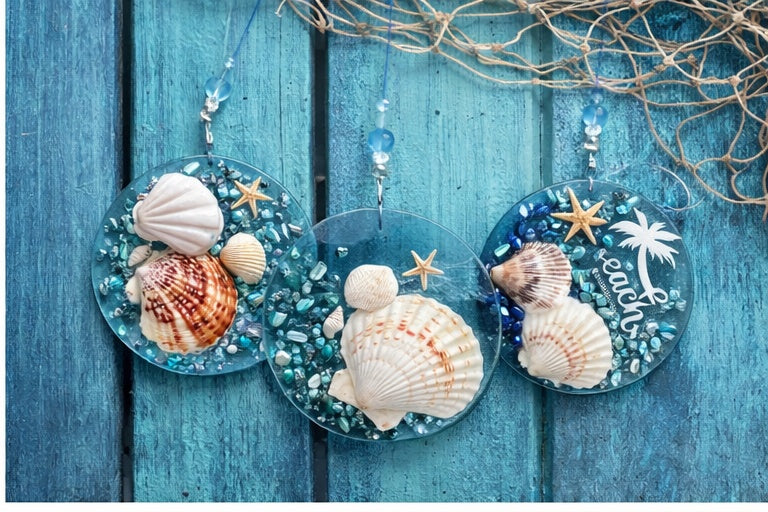 Ocean Inspired Sea Glass Suncatcher – Handmade Beach Art