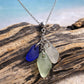 Genuine Sea Glass Triple Drop Necklace – Blue, White & Soft Green | One of a Kind