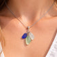 Genuine Sea Glass Triple Drop Necklace – Blue, White & Soft Green | One of a Kind