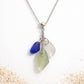 Genuine Sea Glass Triple Drop Necklace – Blue, White & Soft Green | One of a Kind