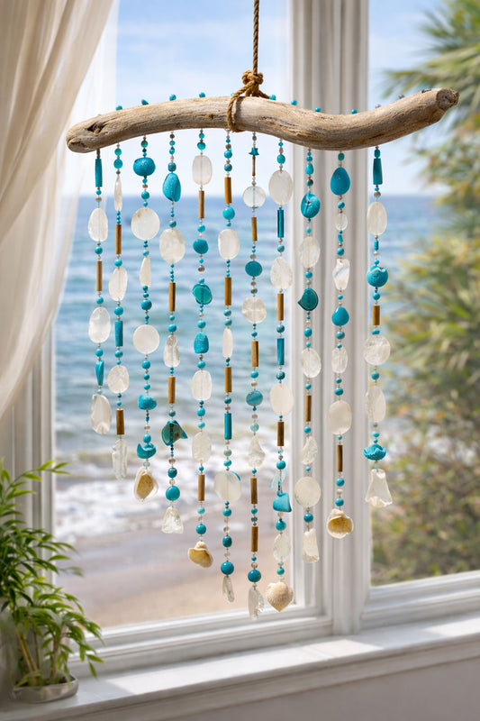 Turquoise Tide Driftwood Chimes